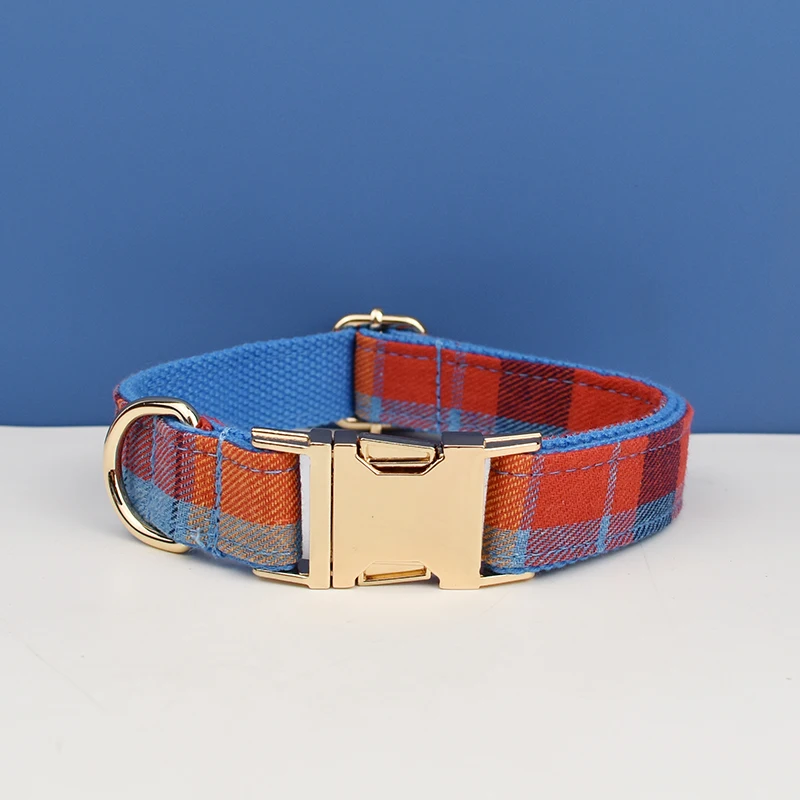 Recién llegado, logotipo de diseñador personalizado, celosía gris en algodón suave, Collar para perro, correas, arnés, bolsa para caca, soporte, conjunto de lazo Grid11 - imagen 5