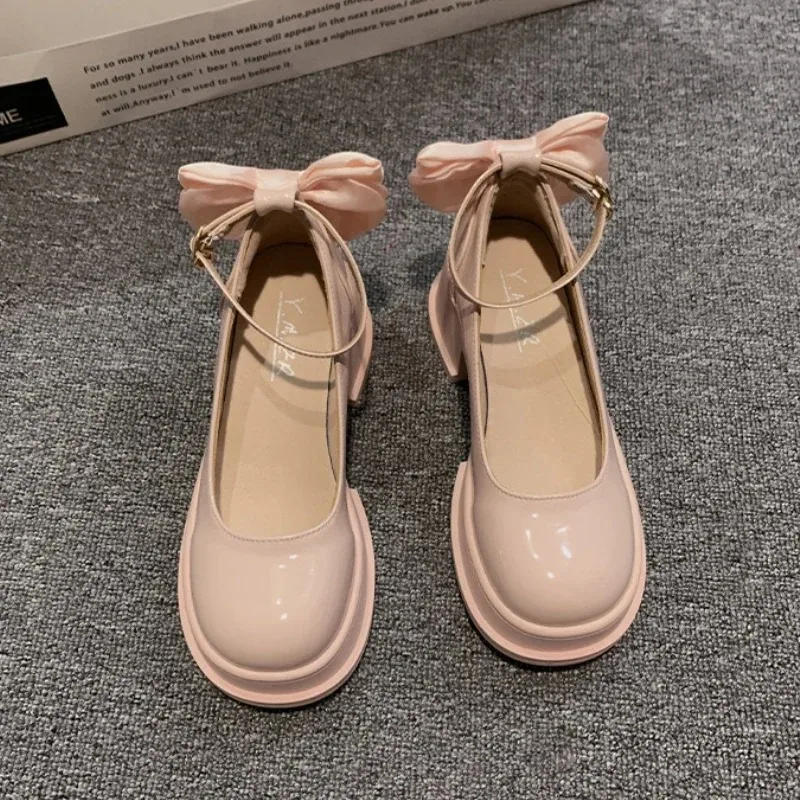 Zapatos Mary Jane Lolita con plataforma gruesa para Mujer, Zapatos de tacón para fiesta, Sandalias de tacón alto con cadena y lazo, Zapatos Oxford para Mujer 2025 - imagen 4