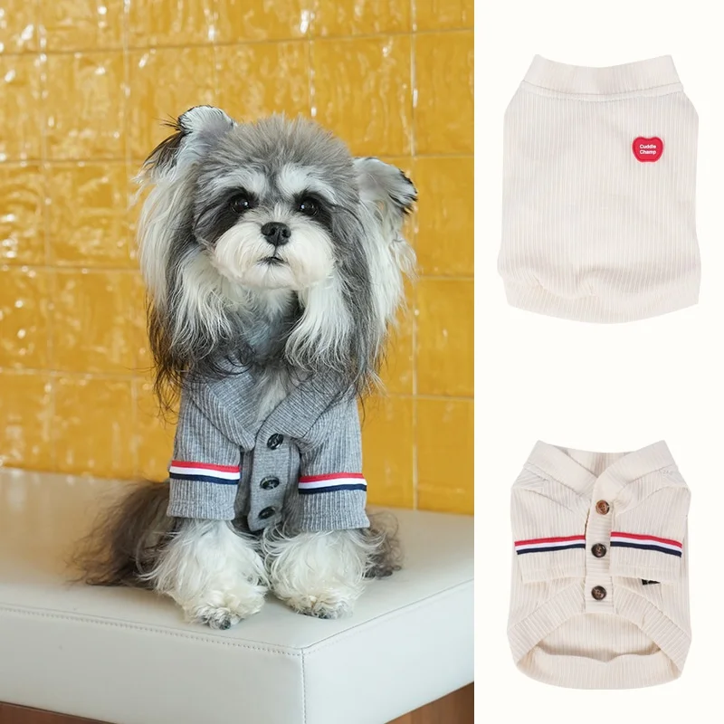 Jersey de punto a rayas para perro pequeño, suave y cómodo