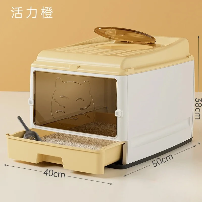 Cajón de arena para gatos totalmente cerrado de gran tamaño, doble puerta mejorada, inodoro para gatos, gran espacio, sin preocupaciones, a prueba de olores y fugas laterales - imagen 5