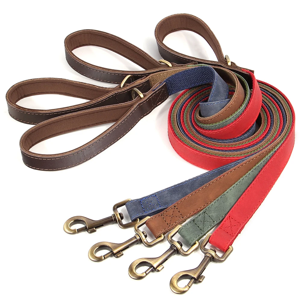 Correa de cuero PU para perros con mango suave y resistente - imagen 2
