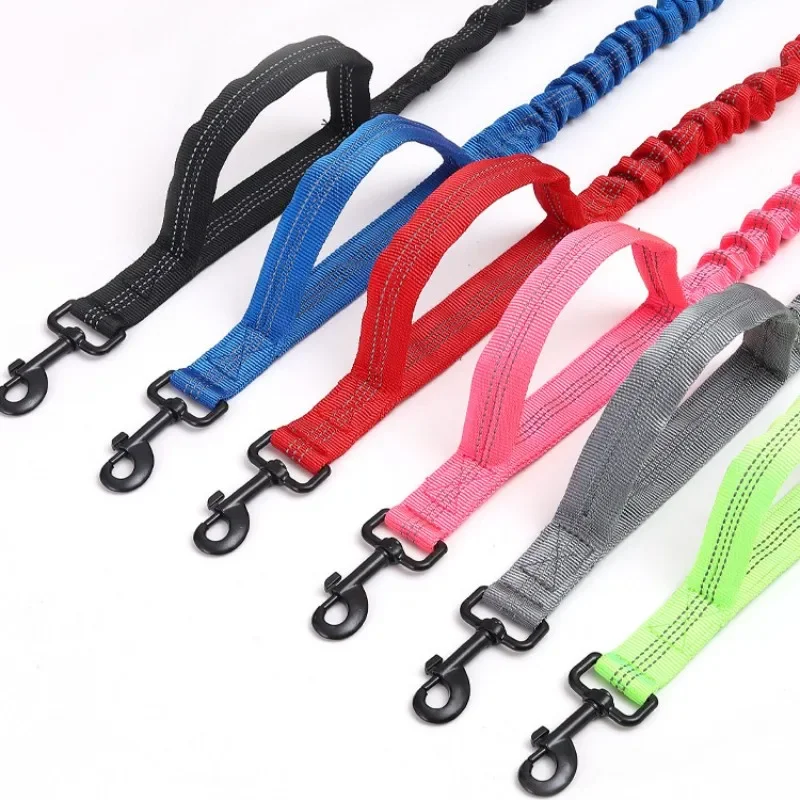 Correa de doble Mango para perro, cadena reflectante retráctil, elástica de nailon para Andador de mascotas - imagen 5