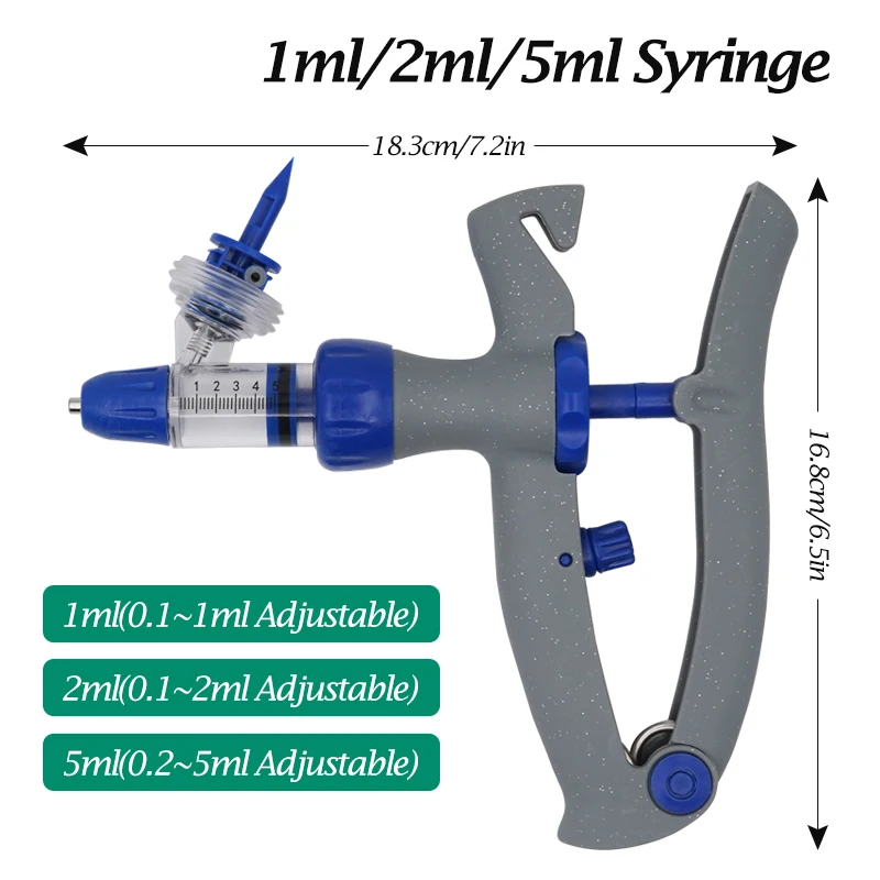 Jeringa veterinaria automática de inyección de vacuna continua de 1Ml/2Ml/5Ml con 10 agujas para ganado, cerdo, ganado, ovejas y pollo - imagen 3