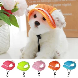 Gorro para perro de Color sólido, sombrero para el sol ajustable transpirable de verano, sombrero de lona de malla para perros pequeños y medianos, gorros para gatos, productos para mascotas