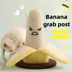 Poste rascador para gatos de Sisal y plátano, Protector de muebles sin caída, pequeño árbol para gatos, juguete para entrenamiento de garras de gatitos en interiores
