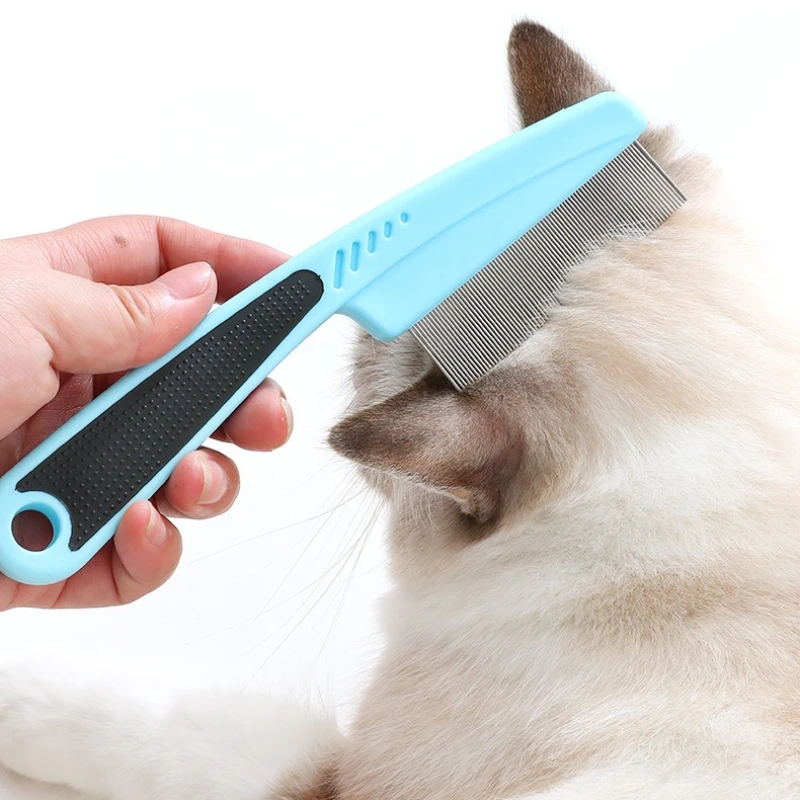 Peine profesional para piojos de acero inoxidable, eliminación de nitros de dientes finos y peine para caspa para gatos y perros, herramienta multiusos para peinar el cabello