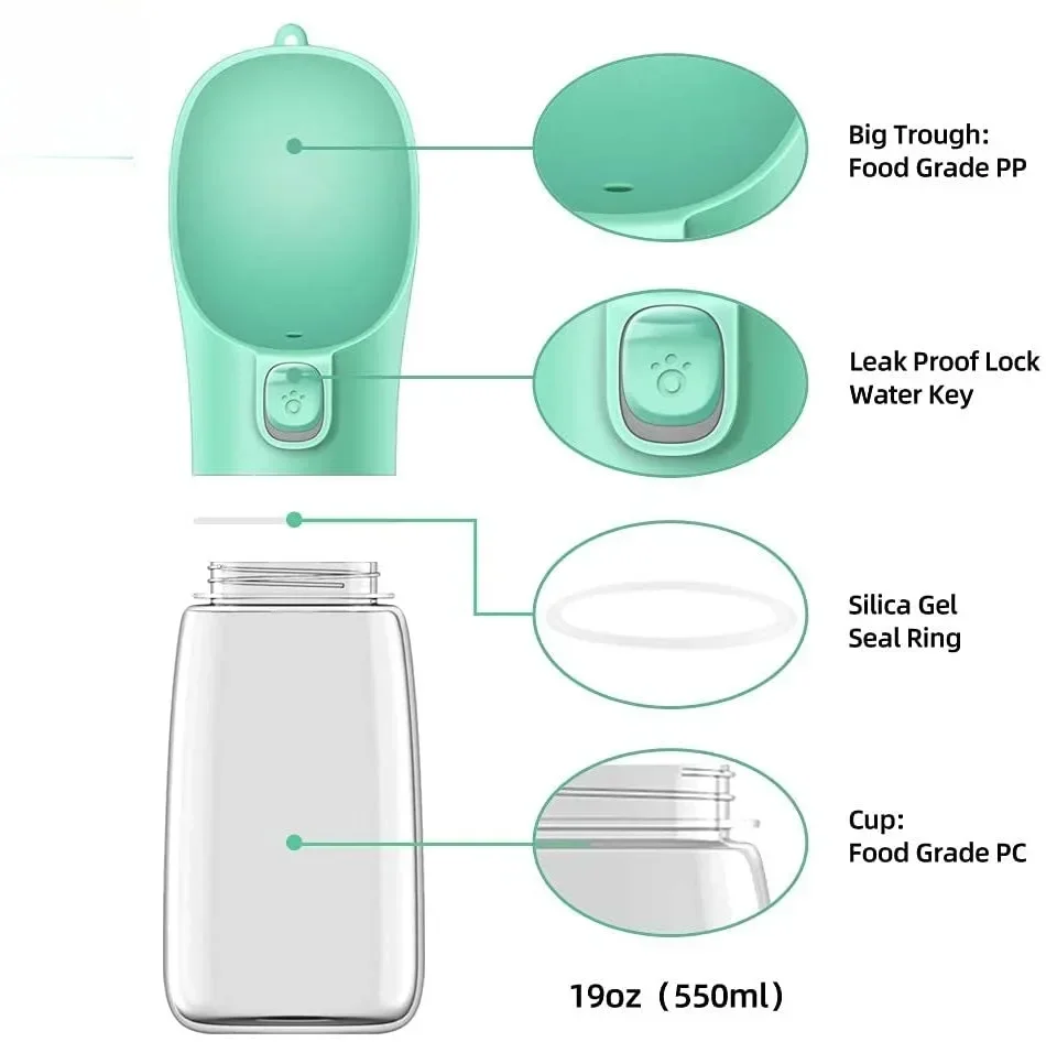Botella de agua de viaje para cachorros y mascotas para caminar al aire libre, cuenco para beber para gatos, suministros, botella de agua portátil para perros pequeños y grandes - imagen 2