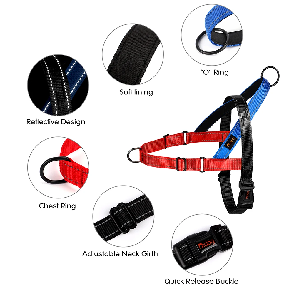 Arnés reflectante de nailon para perros, arneses de entrenamiento ajustables para perros sin tirar, chaleco para caminar Pitbull para perros pequeños y grandes - imagen 3