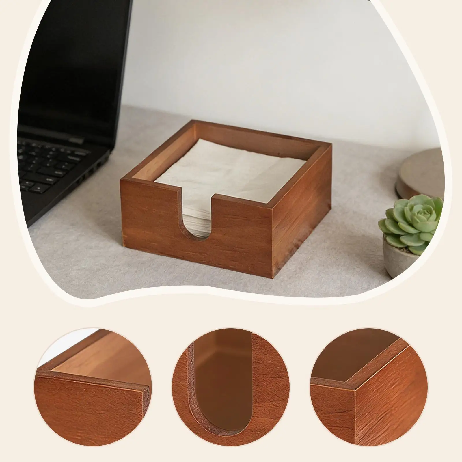 Servilletero de mesa de madera, organizador de Bloc de notas decorativo, caja de almacenamiento para el hogar, oficina, escritorio, cocina, restaurante, cafetería y Bar - imagen 5