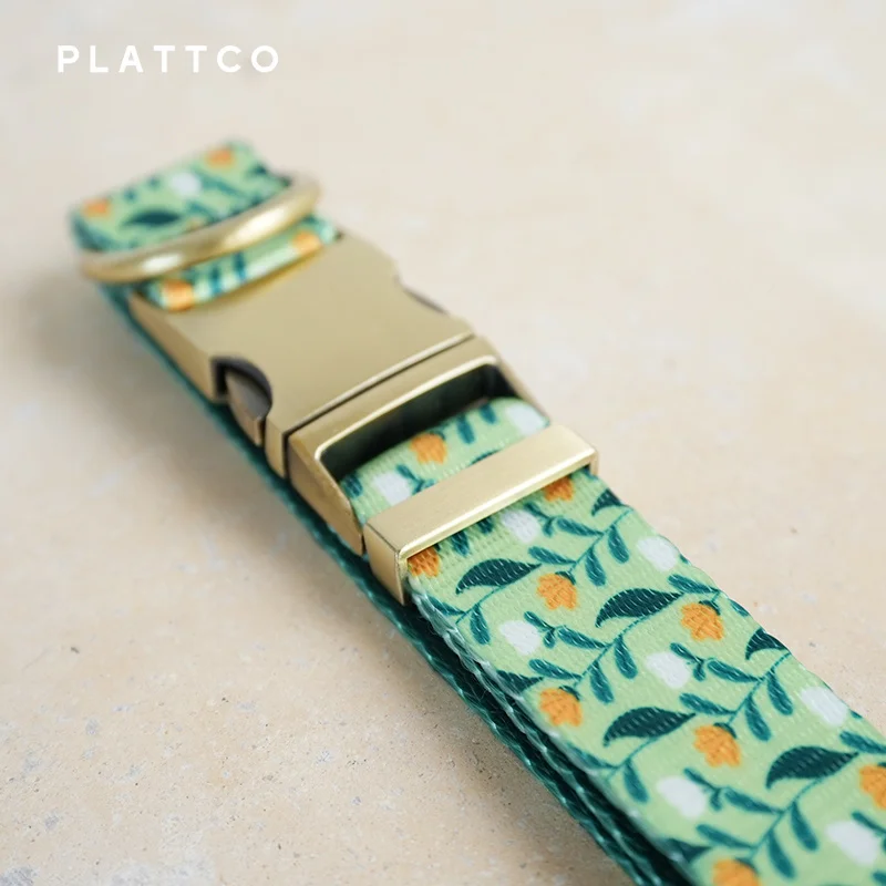 PLATTCO collar de perro de diseño único, estampado de campo de flores con hebilla de bronce de alta calidad, 5 tamaños, PDC342Br - imagen 5