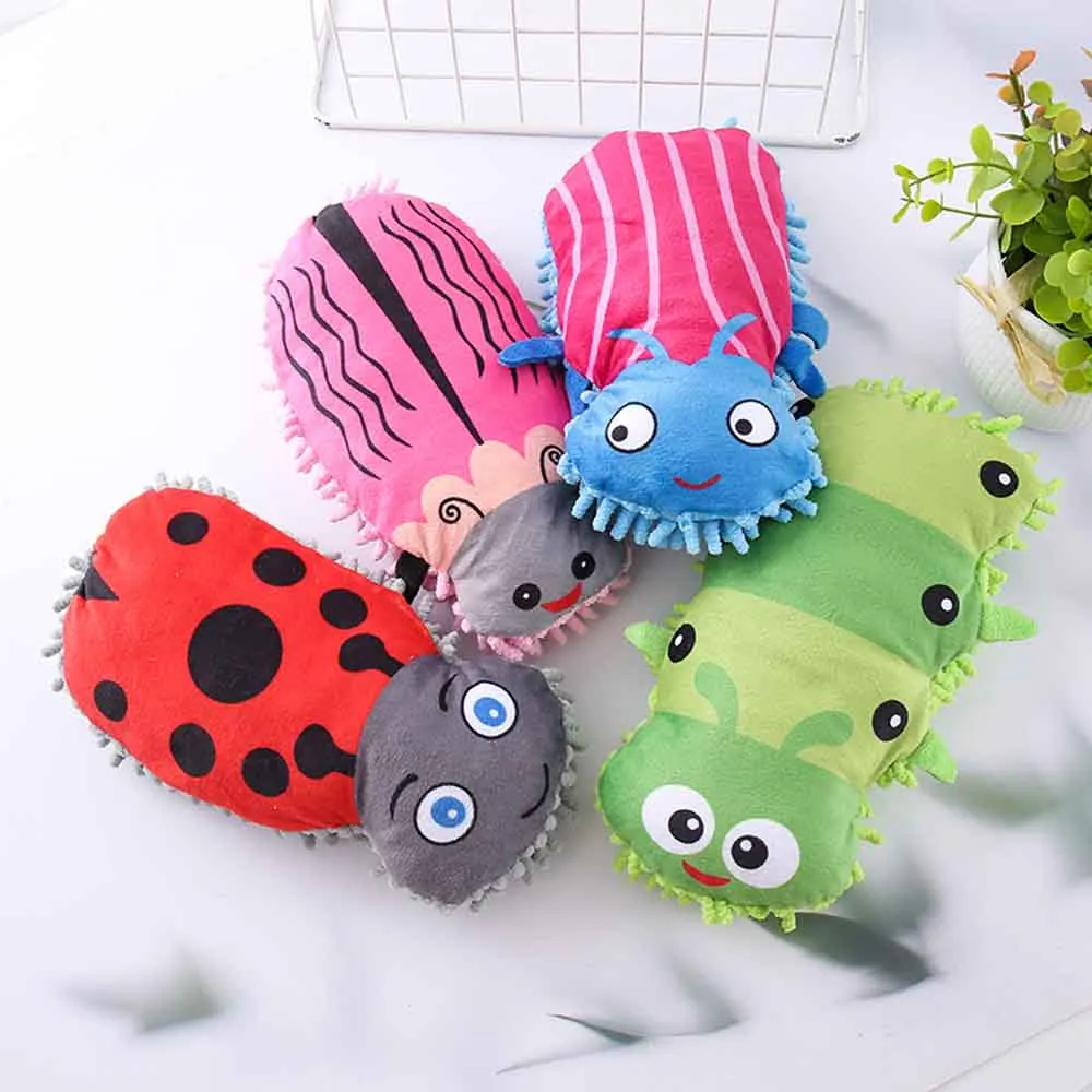 Juguete para perros: escarabajo de dibujos animados, peluche chirriante con papel arrugado, limpieza de la dentición y juguete para masticar para aliviar el aburrimiento