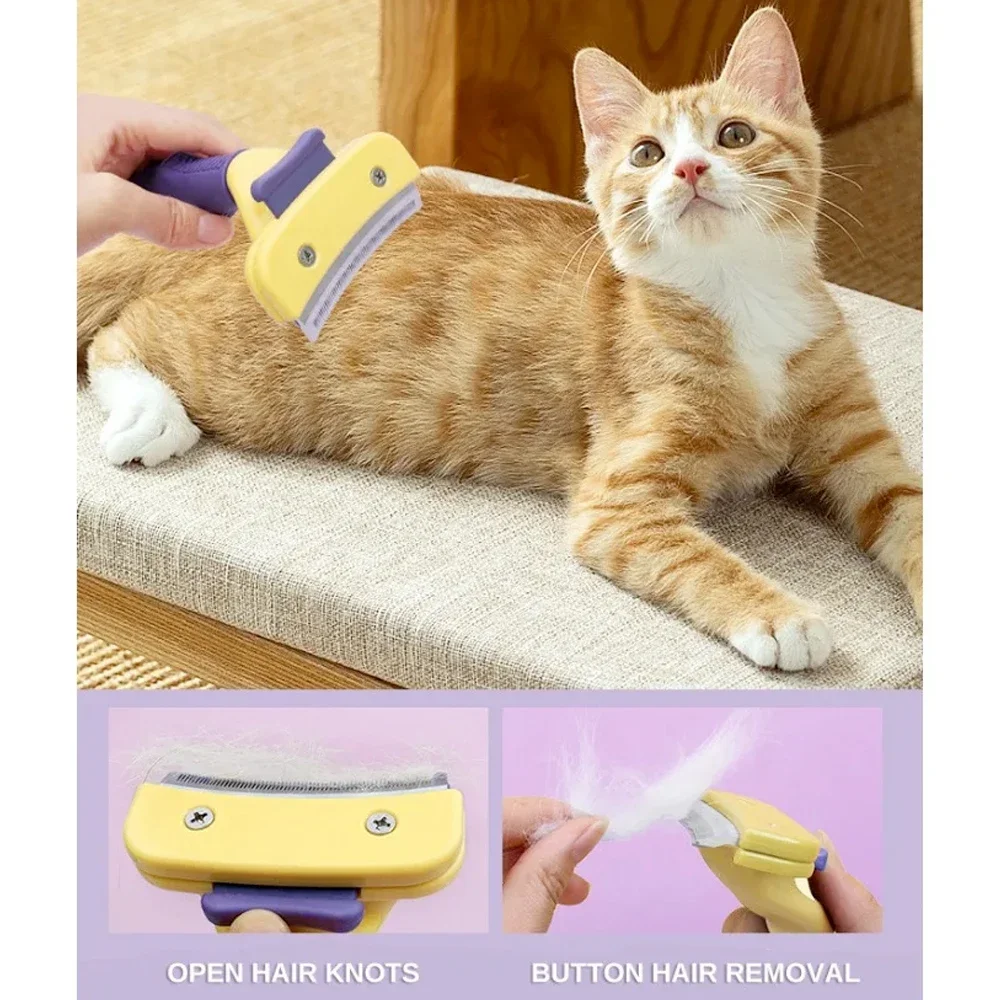 Arc-cepillo de depilación para perros y gatos, peine para perros, recortador de pelo largo y corto, herramientas de aseo para mascotas, suministros para gatos - imagen 4