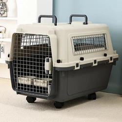 Transportín para gatos de línea aérea con tazón de comida, jaula para gatos transpirable de viaje, jaula para perros portátil de aviación grande, transportadores para mascotas en avión