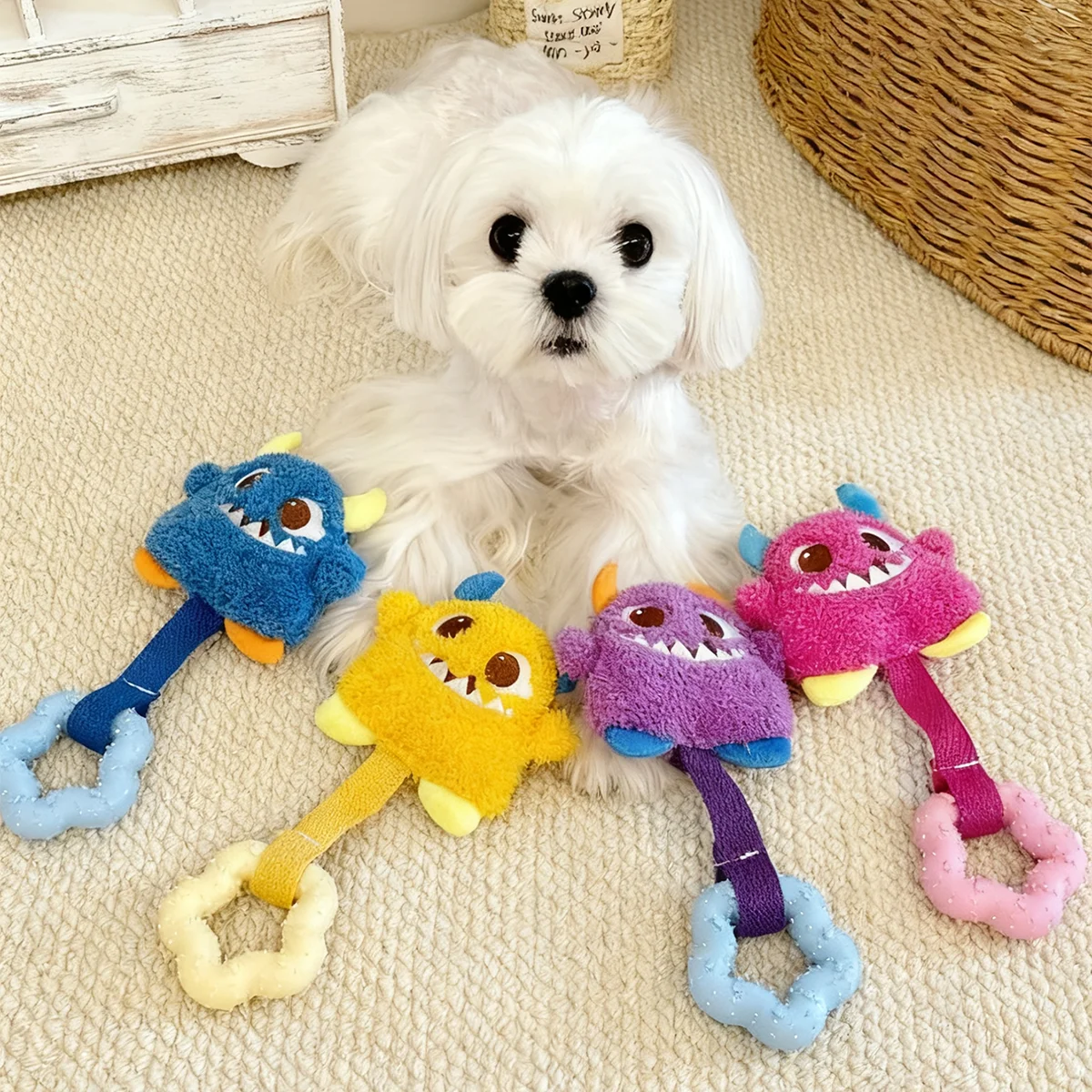 Juguetes chirriantes para perros para moler los dientes, juguete masticable dental para perros, control del sarro, limpieza de dientes, masticar, satisface la urge natural a G - imagen 2