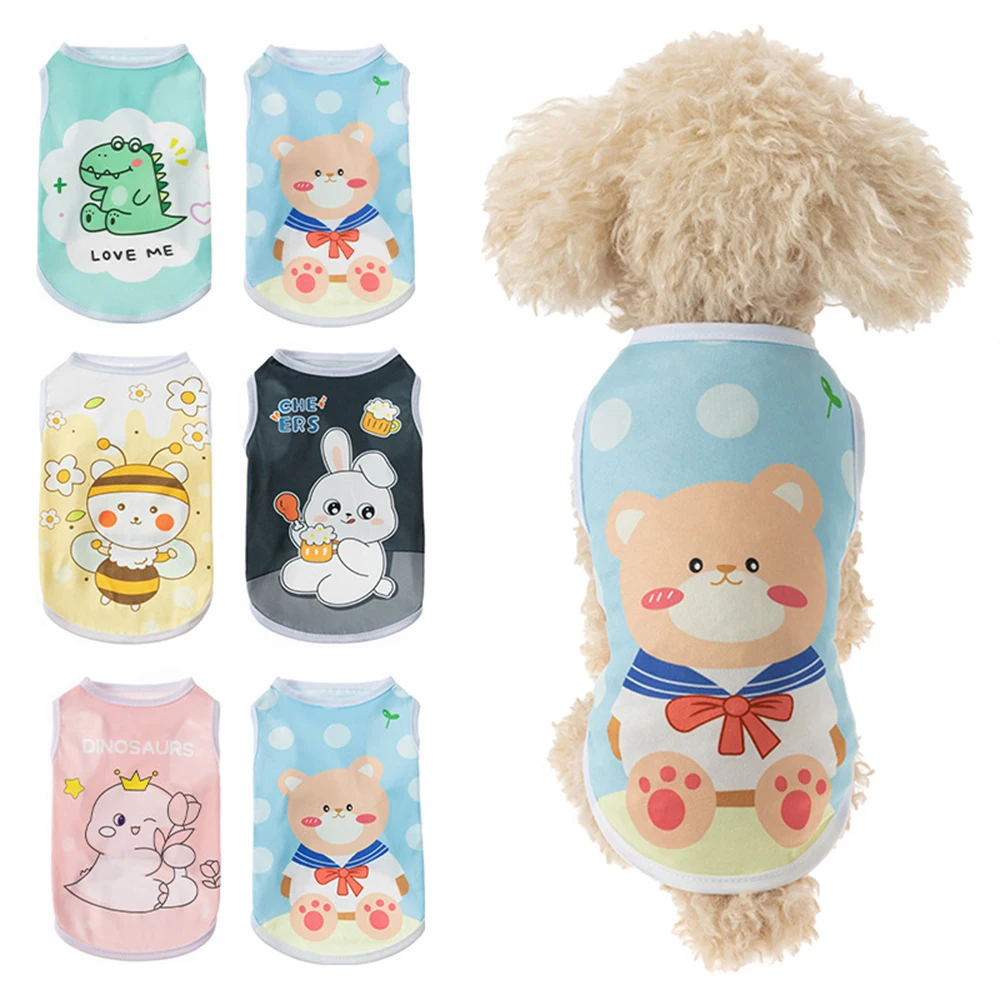 Chaleco con estampado de animales para perros pequeños, ropa para mascotas, Yorkshire, Schnauzer, Pug, para verano