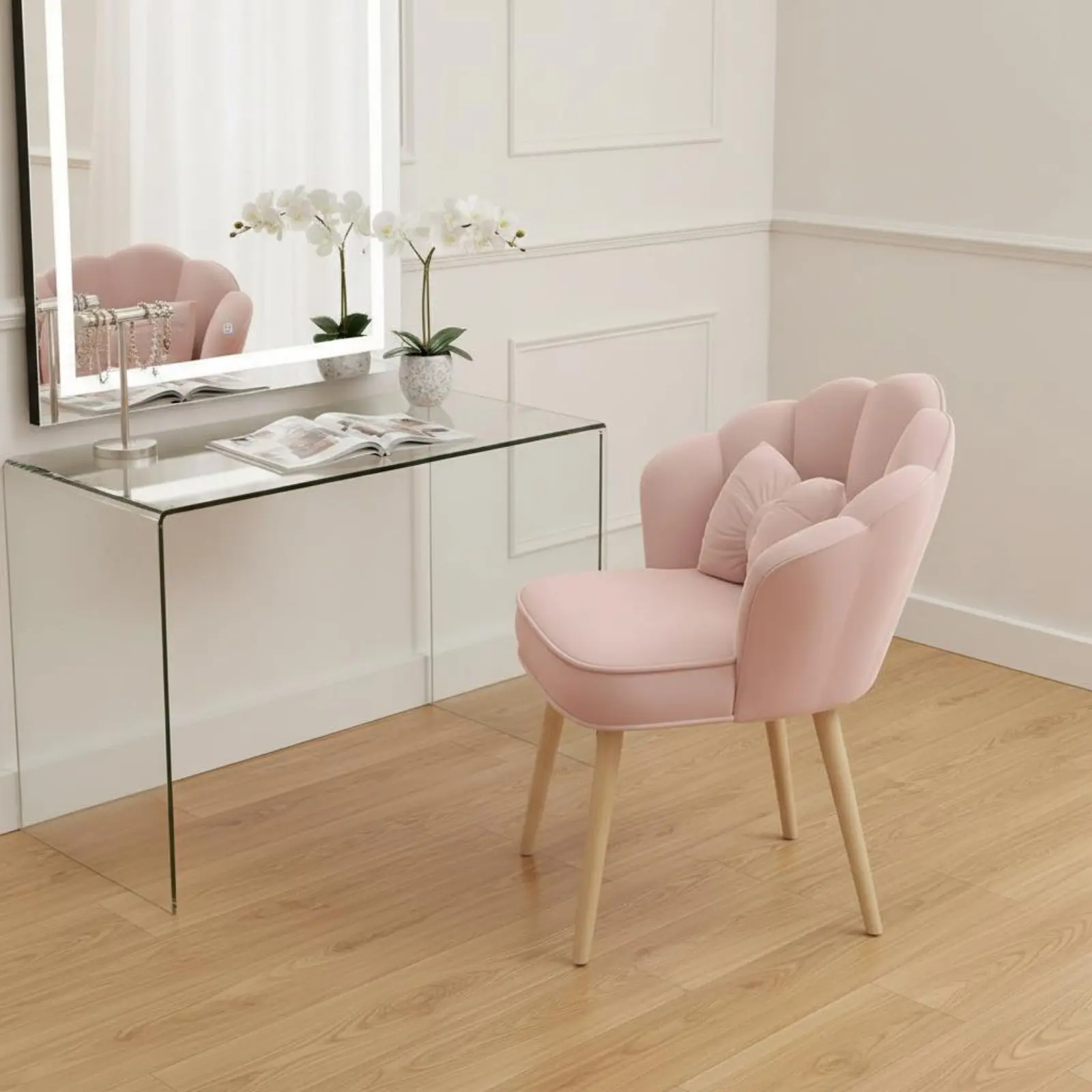 Silla de tocador giratoria de tapicería suave para gatos y perros