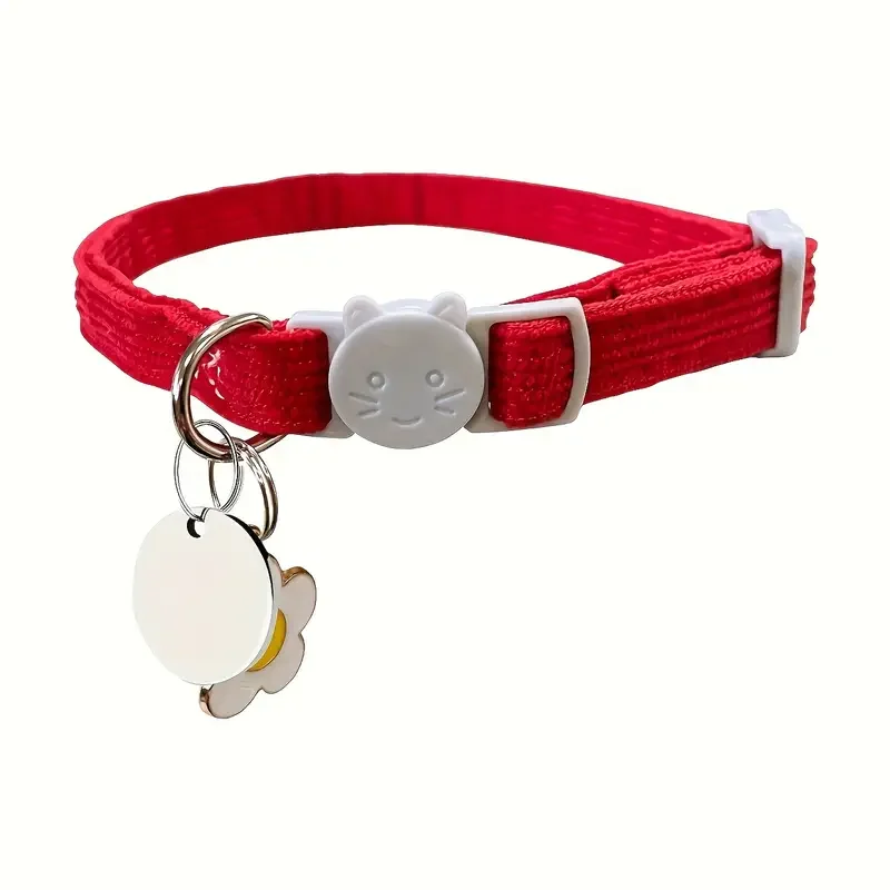 Placa de identificación personalizada para mascotas, colgante de flor de pana ajustable, Collar con etiqueta de identificación para gatos, Collar de cuello separable para perros pequeños, cachorros y gatitos - imagen 5