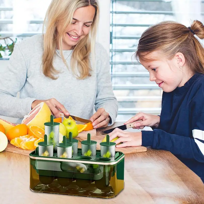 Bandejas de hielo cuadradas para congelador con tapa y cubo, molde de hielo circular, fabricación de cubitos de hielo pequeños, almacenamiento de cubitos de hielo - imagen 5