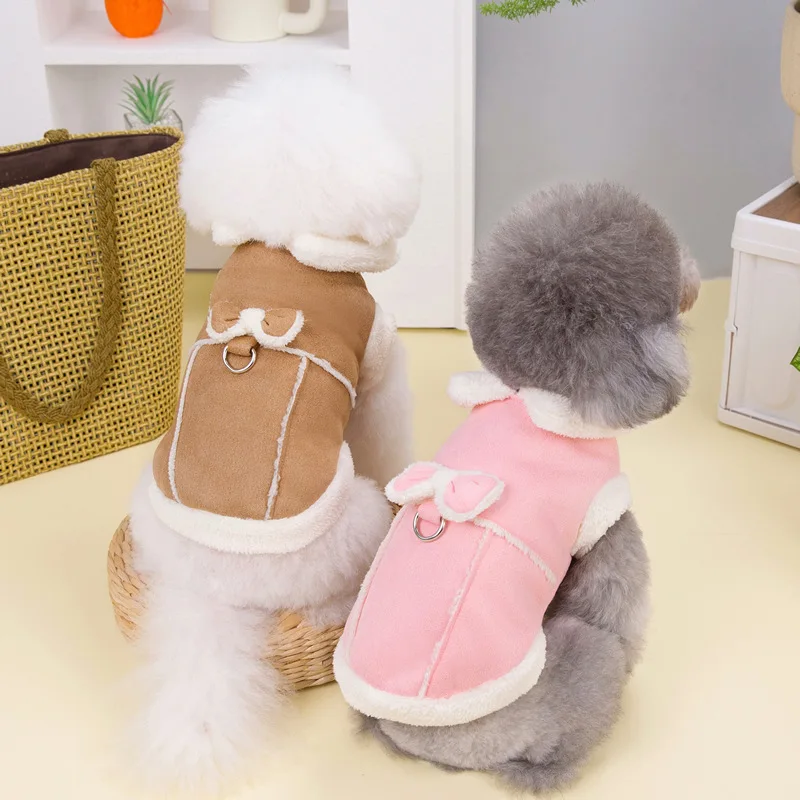 Abrigo de invierno para perros pequeños, chaleco polar de peluche con agujero, chaqueta cálida para perros pequeños - imagen 2