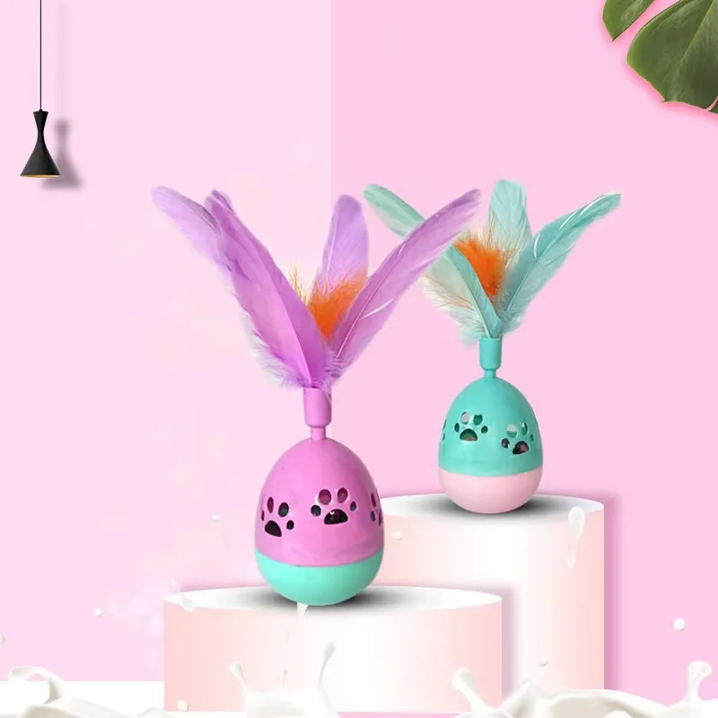 Pluma de campana roly-poly juguete de interacción para mascotas, mejora las emociones de las personas, Bola de derrame Bicolor, suministros para mascotas, juguetes para gatos, accesorios para gatos - imagen 4