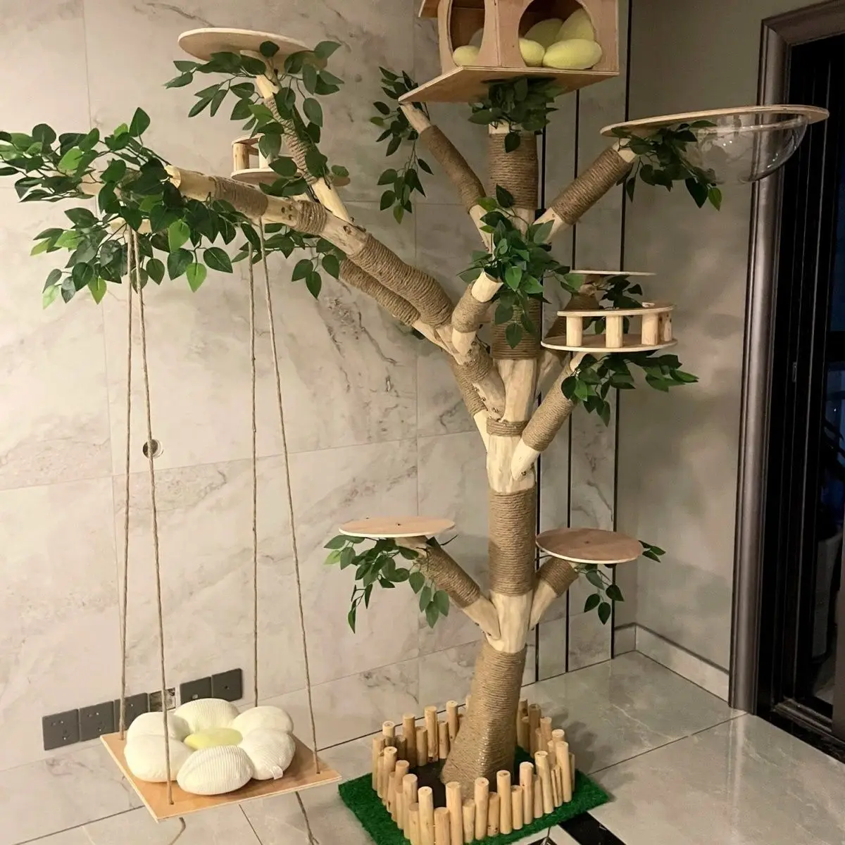 Árbol de simulación de Interior para gatos, marco de escalada familiar grande, suministros de entrenamiento para mascotas, raspadores de torre para gatos, accesorios para mascotas - imagen 3