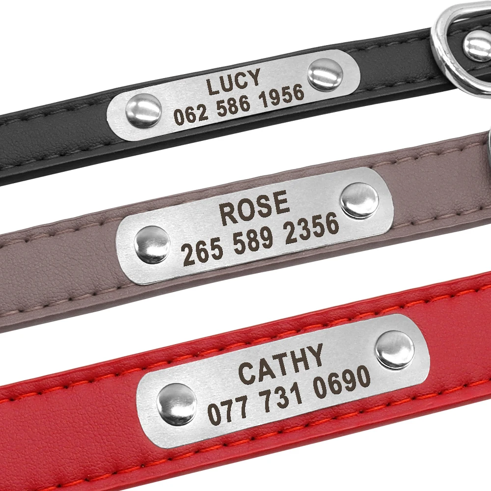 Collar de perro personalizado, duradero, grande, de cuero PU, acolchado, para identificación de mascotas, personalizado para perros pequeños, medianos y grandes, gato, 4 tamaños - imagen 4