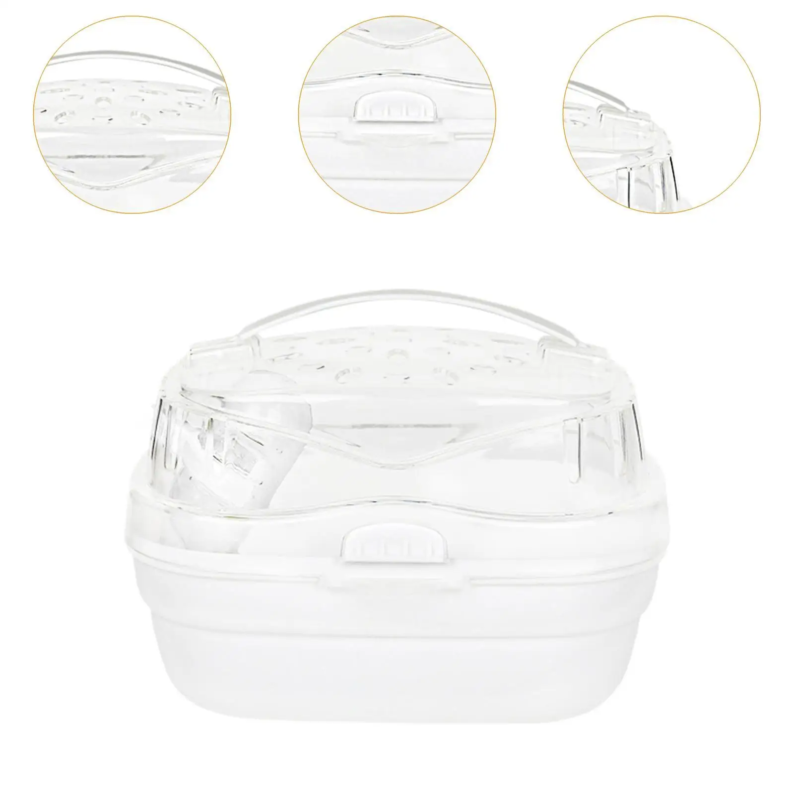 Portable Hamster Carrier Cage Ventilation Design for Outdoor Multifunctional 360° Transparent Window Built in Water Bottle