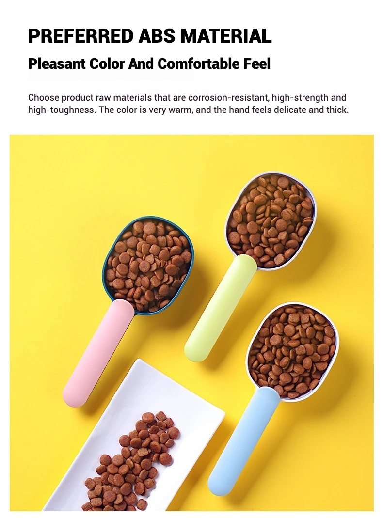 Cuchara de alimentación para mascotas, Clip de sellado, cuchara de comida para perros con Material ABS duradero y diseño ergonómico, suministros para mascotas - imagen 4