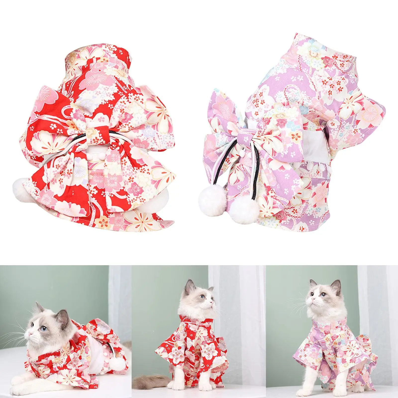 Vestido para gatos transpirable con pajarita y estampado de flores para perros pequeños disfraz para mascotas - imagen 4