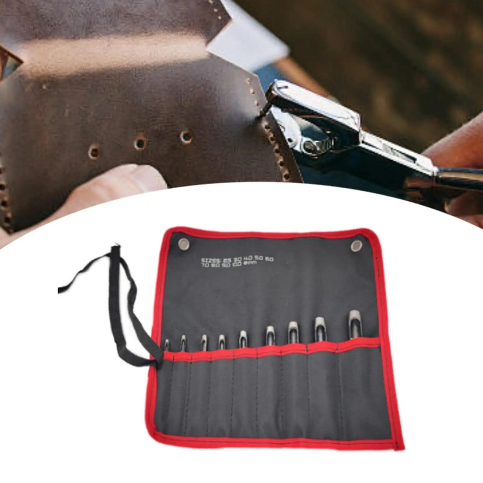 Juego de perforadoras de cuero hueco, 9 piezas, diseño de precisión portátil, fácil de usar, multipurosa, 2,5mm-10mm, con bolsa de lona para cinturones - imagen 4