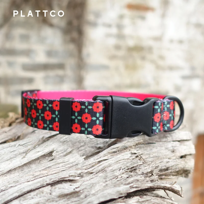 PLATTCO Collar grande, mediano y pequeño de diseño único con RED DAISY, plástico negro de alta calidad más hebilla de aleación de zinc, 5 tamaños PDC303 - imagen 2