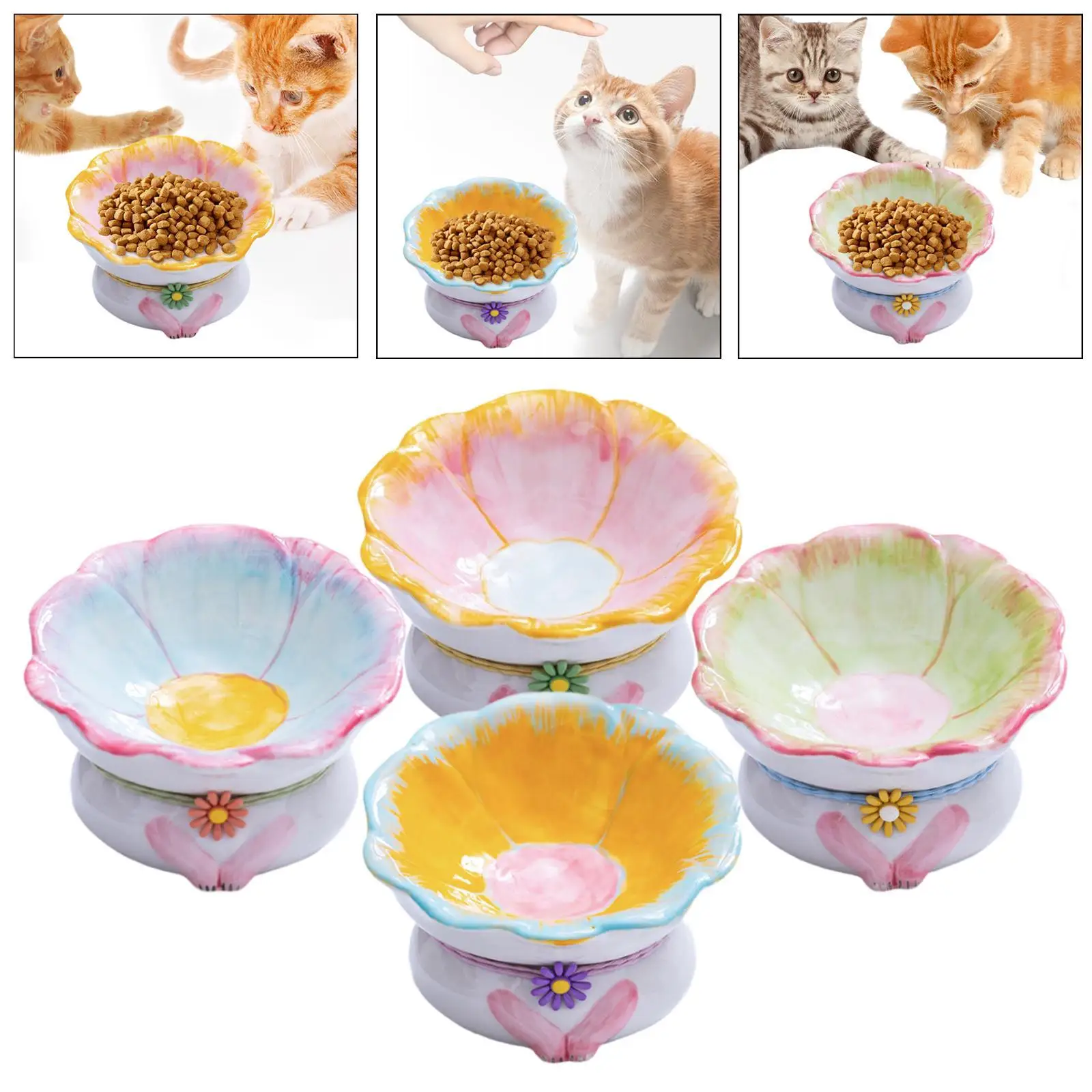 Cuenco de comida para gatos, cuenco de comida y agua para gatos, protección para el cuello, cuenco de alimentación elevado para mascotas, para cachorros, gatitos, gatos de interior - imagen 4