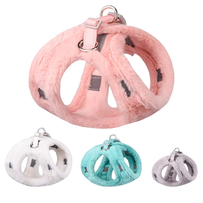 Chaleco peludo de invierno para perros y gatos, arnés para perros, conjunto trasero y pecho, chaleco de plomo para caminar para gatos, perros pequeños, Bichon, peluches para mascotas, producto para perros y gatos - imagen 3