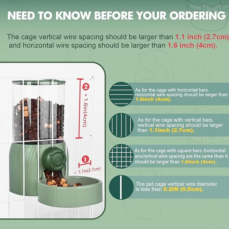 Dispensador automático de agua para comida de mascotas colgante, comedero automático de gravedad para conejos y juego de bebedero, tazón de comida para gatos con jaula - imagen 4