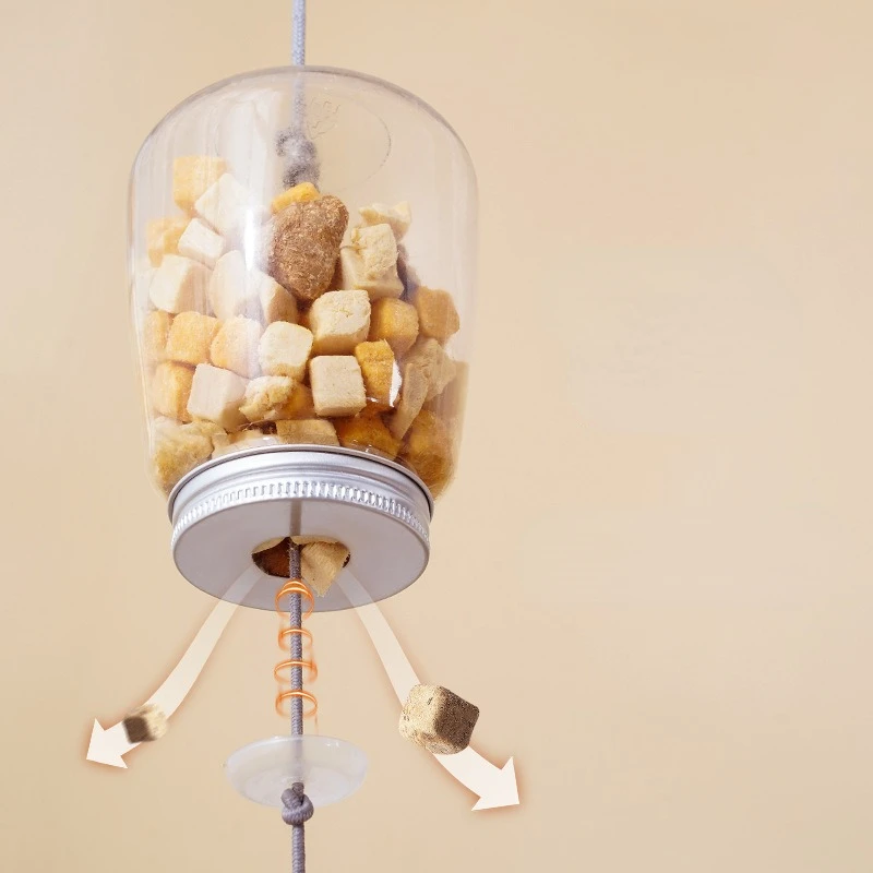 Juguete interactivo para gatos, Varita de pájaro/pluma con campana, dispensador de comida, colgante, alimentador lento - imagen 3