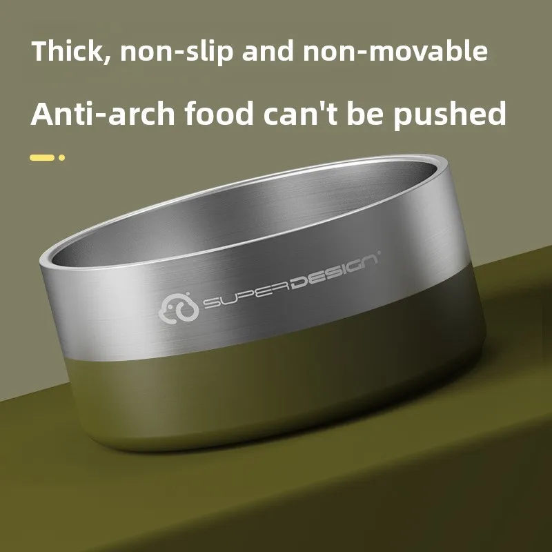 Cuenco de acero inoxidable para mascotas, gatos, perros, agua potable, alimentación, evita resbalones, doble capa, evita golpes, productos para mascotas fáciles de limpiar - imagen 4