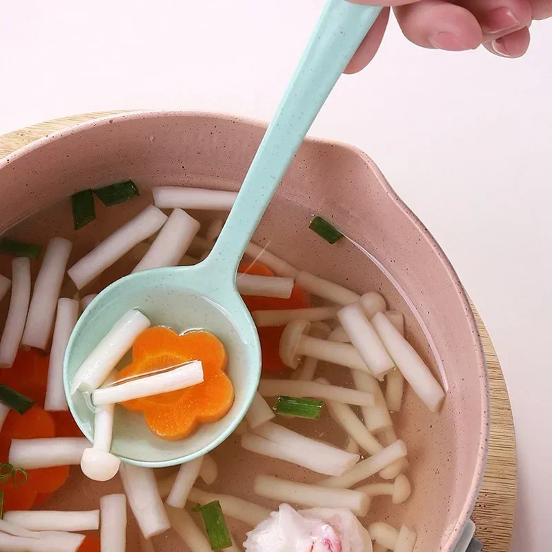 Cuchara de tallo de trigo, cucharadas, utensilios para el hogar, cuchara de plástico, sopa grande, gachas largas, cuchara para cena de arroz, herramientas de cocina, 5 uds. - imagen 2