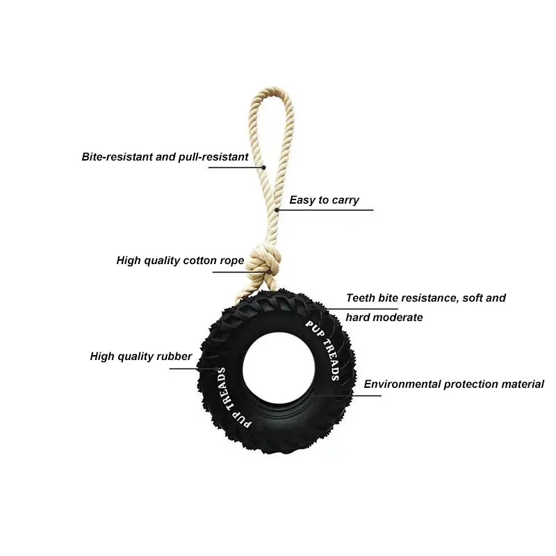 Neumáticos de goma resistentes a las mordeduras para perros, juguetes interactivos de entrenamiento para rechinar los dientes, juguetes para perros grandes, 2 tipos - imagen 3