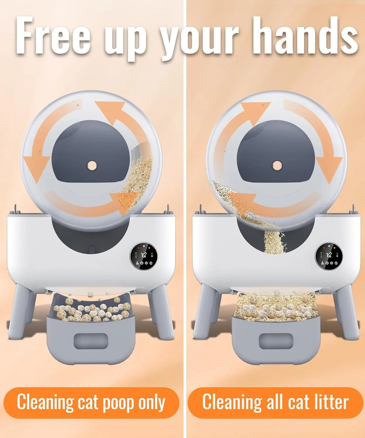 Caja de arena autolimpiante, caja de arena automática 76L + 13L, robot de caja de arena extra grande con control de aplicación monitoreo de peso - imagen 5