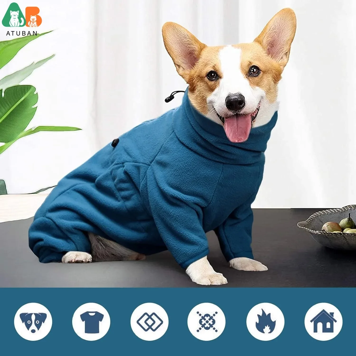 ATUBAN Abrigo de invierno para perros, jersey de lana suave, pijamas, chaqueta cálida a prueba de viento para mascotas, chaleco, mono acogedor, ropa - imagen 5