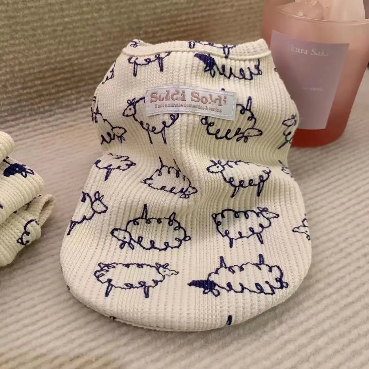 INS otoño capa interior Linda oveja raya camiseta perro suéter mascota pareja desgaste osos de peluche Pomeranian ropa para perros pequeños camisa para perros - imagen 5