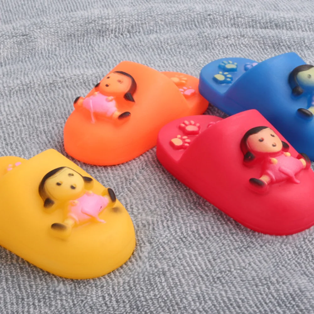 Juguete de zapatilla de goma chirriante para mascotas, juguete para masticar perros para limpieza de dientes, entrenamiento Molar, juguete interactivo para masticar cachorros, - imagen 3