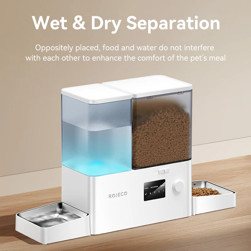 ROJECO-cuenco de alimentación de acero inoxidable y accesorios para cuencos de agua, alimentador automático para mascotas de 8,5l con dispensador de agua, accesorios para mascotas - imagen 5