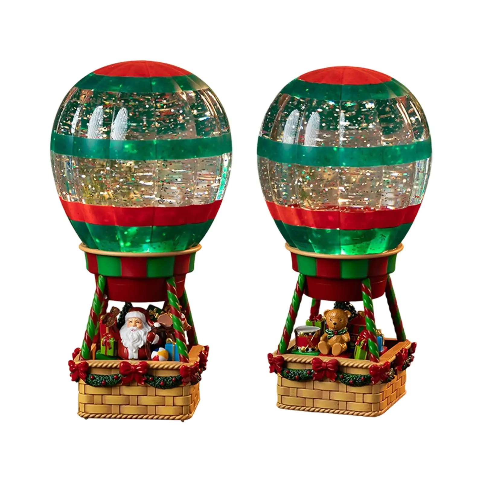 Globo de nieve navideño, globo de agua, centro de mesa, estatuilla decorativa para el hogar con canciones musicales para chimenea, colegas festivas