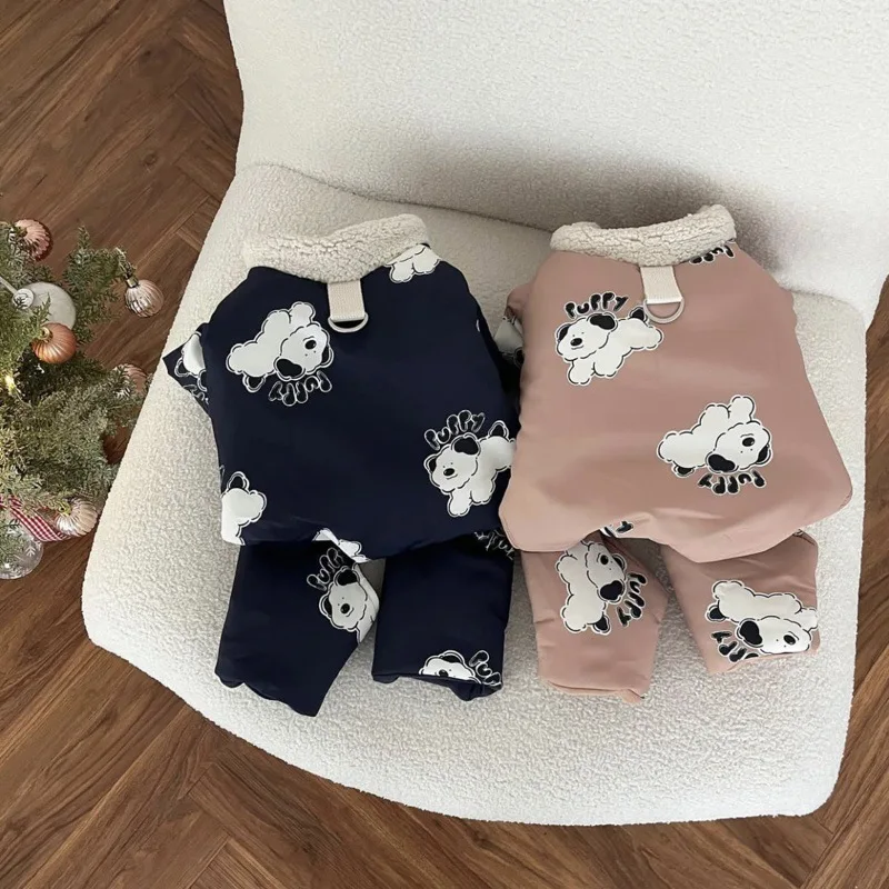 Mono de cuatro patas para mascotas, cálido para invierno, traje de otoño e invierno, oso de peluche, perro pequeño, ropa para cachorros de oso de peluche