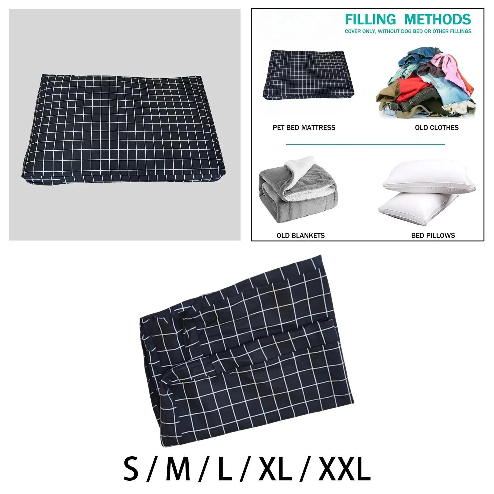Dog Bed Cover Mat Cushion Accessory Cotton Linen Dog Crate Pad Replacement Mattress Cover for Travel Indoor Outdoor Picnic
