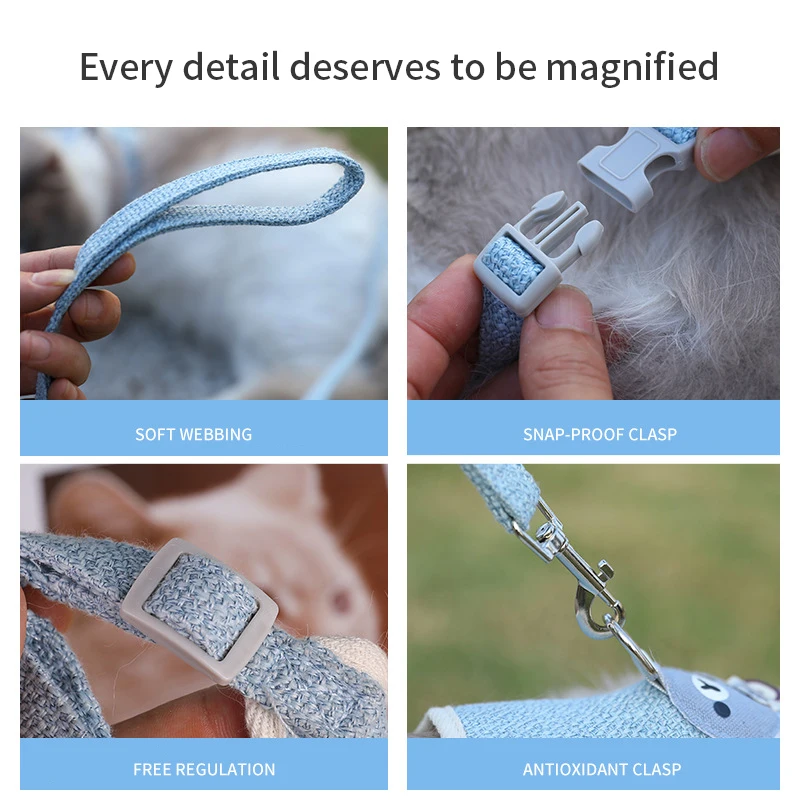 El más nuevo lindo conjunto de arnés y correa de conejo, accesorios para mascotas, chaleco, arneses, correas de conejo para caminar al aire libre, suministros para mascotas - imagen 3
