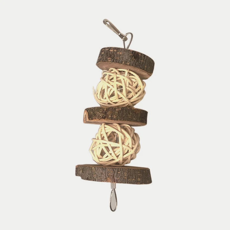 Juguete masticable de madera Natural, resistente a las mordeduras, juguetes para aliviar el aburrimiento, loro, hámster, conejo, conejillo de indias, gerbillos, jaula colgante - imagen 2