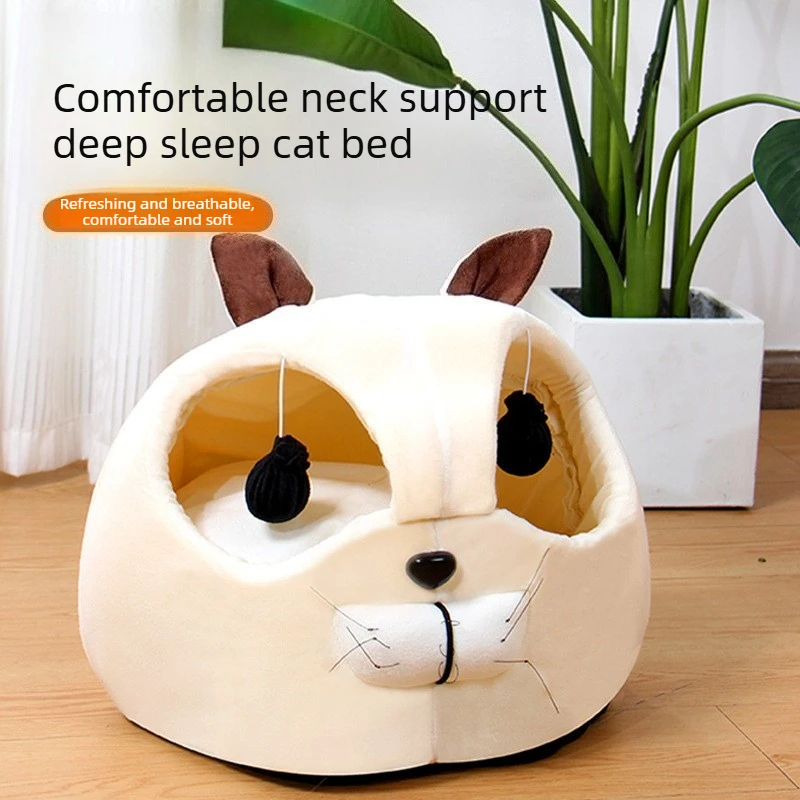 Cama nido semi-cerrada para gatos - cálida y segura para invierno - imagen 3