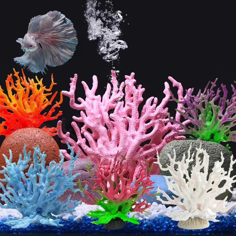 Simulación de Coral para acuario, Coral Artificial falso, plantas para pecera, decoración de paisaje, accesorios de decoración para acuario de varios colores